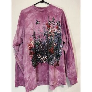 Vintage T shirt The Mountain Ty dye Long Sleeve Floral Pink/Purple XL